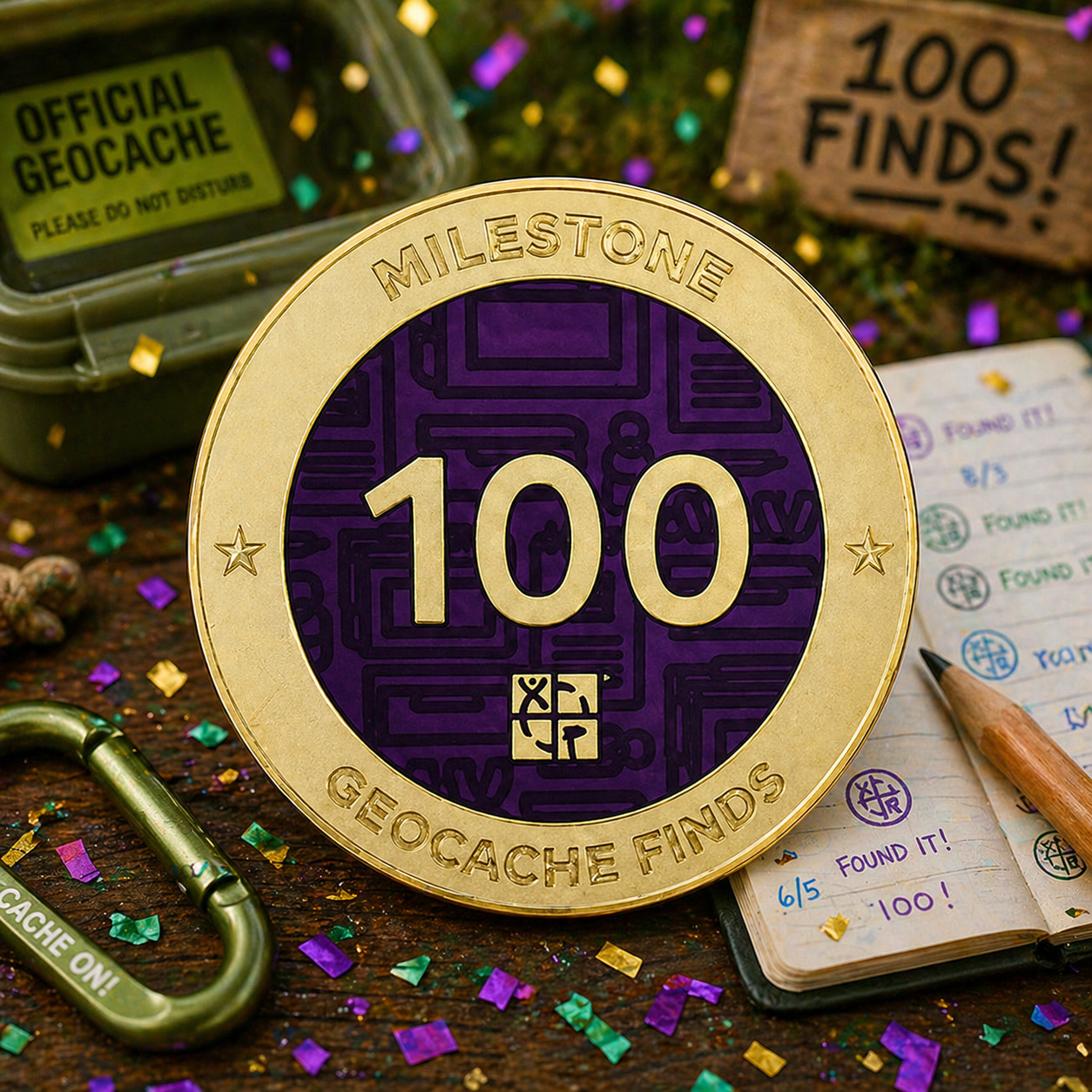 100 Cache Milestone Coin